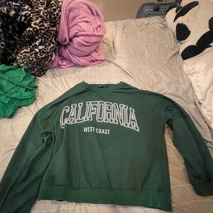 Shein Green California west coast long sleeve crew neck